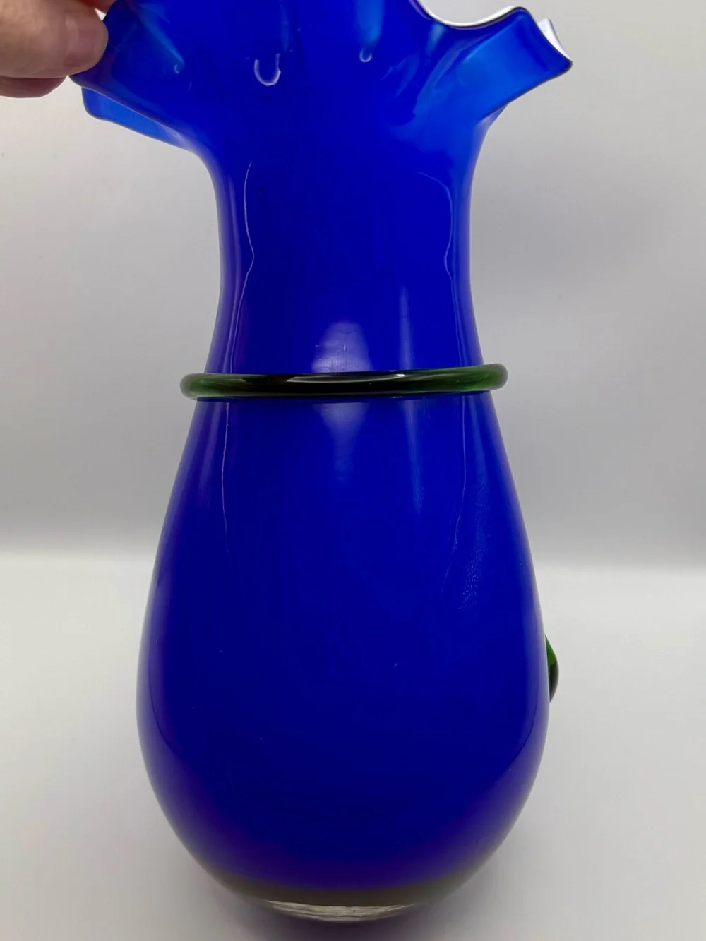 Vintage Cobalt Murano Style Art Glass Vase 9.5